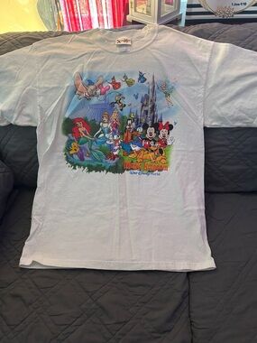 Disney White Short Sleeve Tee with Colorful Magic Kingdom Characters